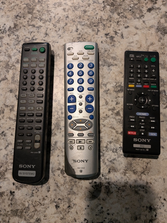 Sony Other - Sony Remote Controls Trio - Black & Silver